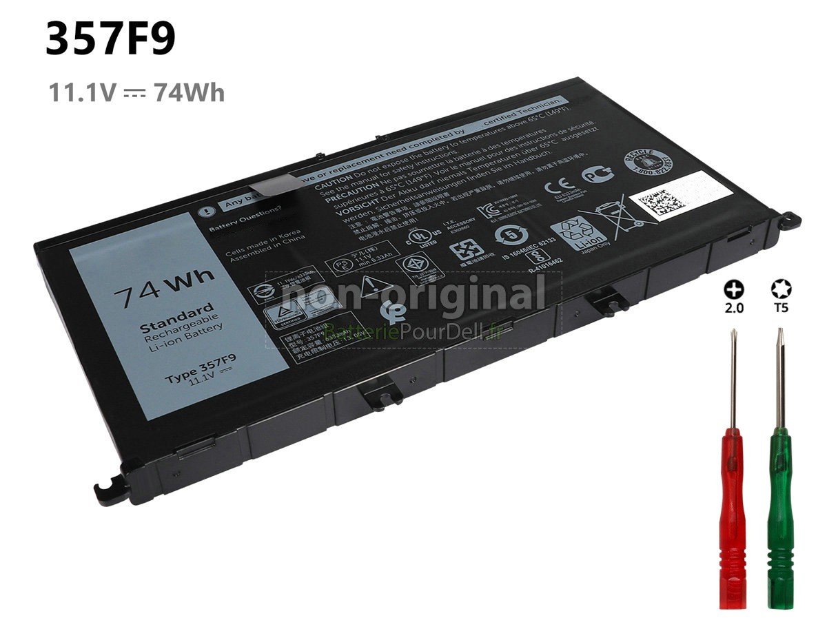 6 cellules 74Wh batterie pour pc portable Dell Inspiron I7559-7512GRY