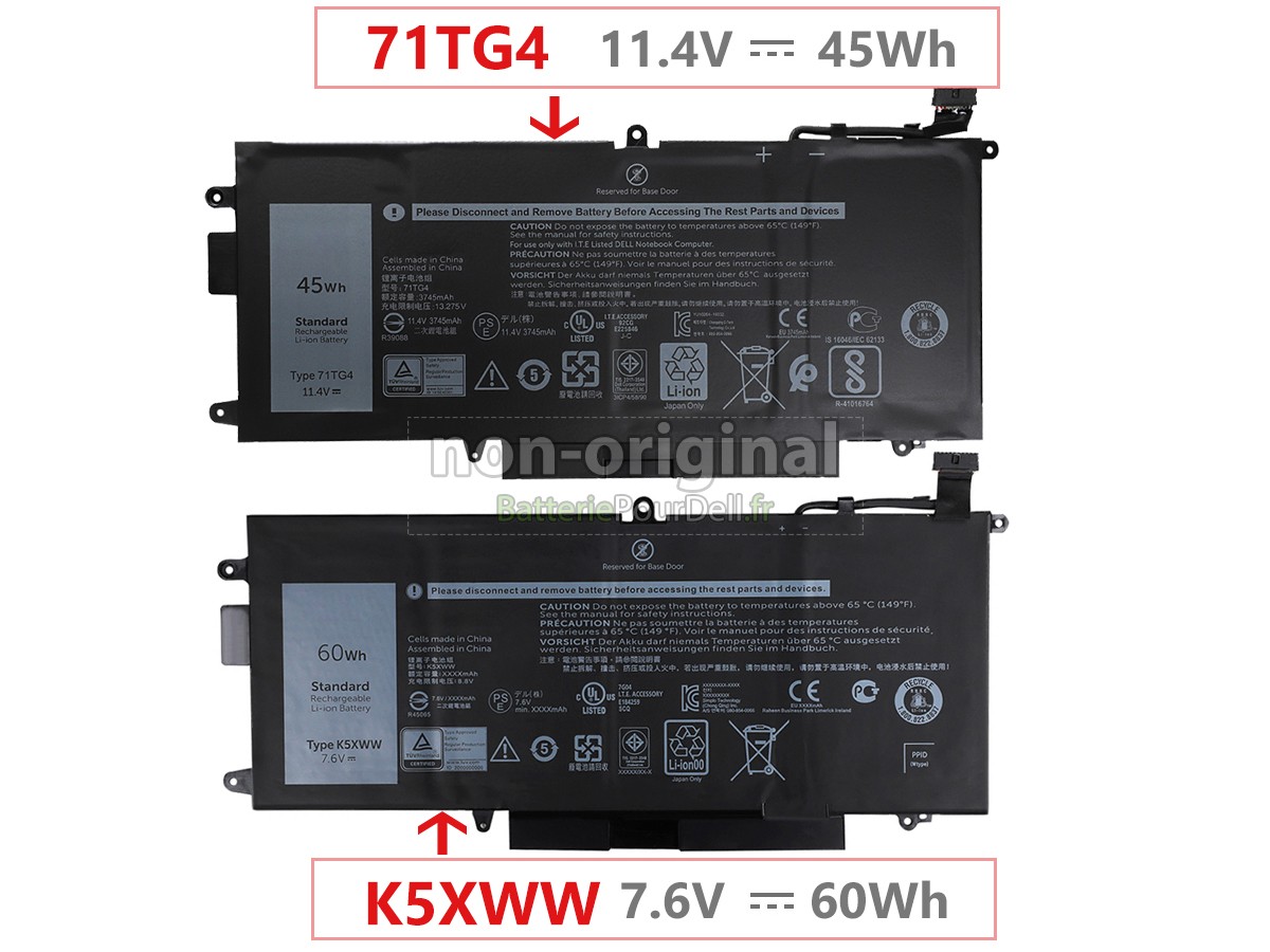 3 cellules 45Wh batterie pour pc portable Dell Latitude 7389 2-IN-1