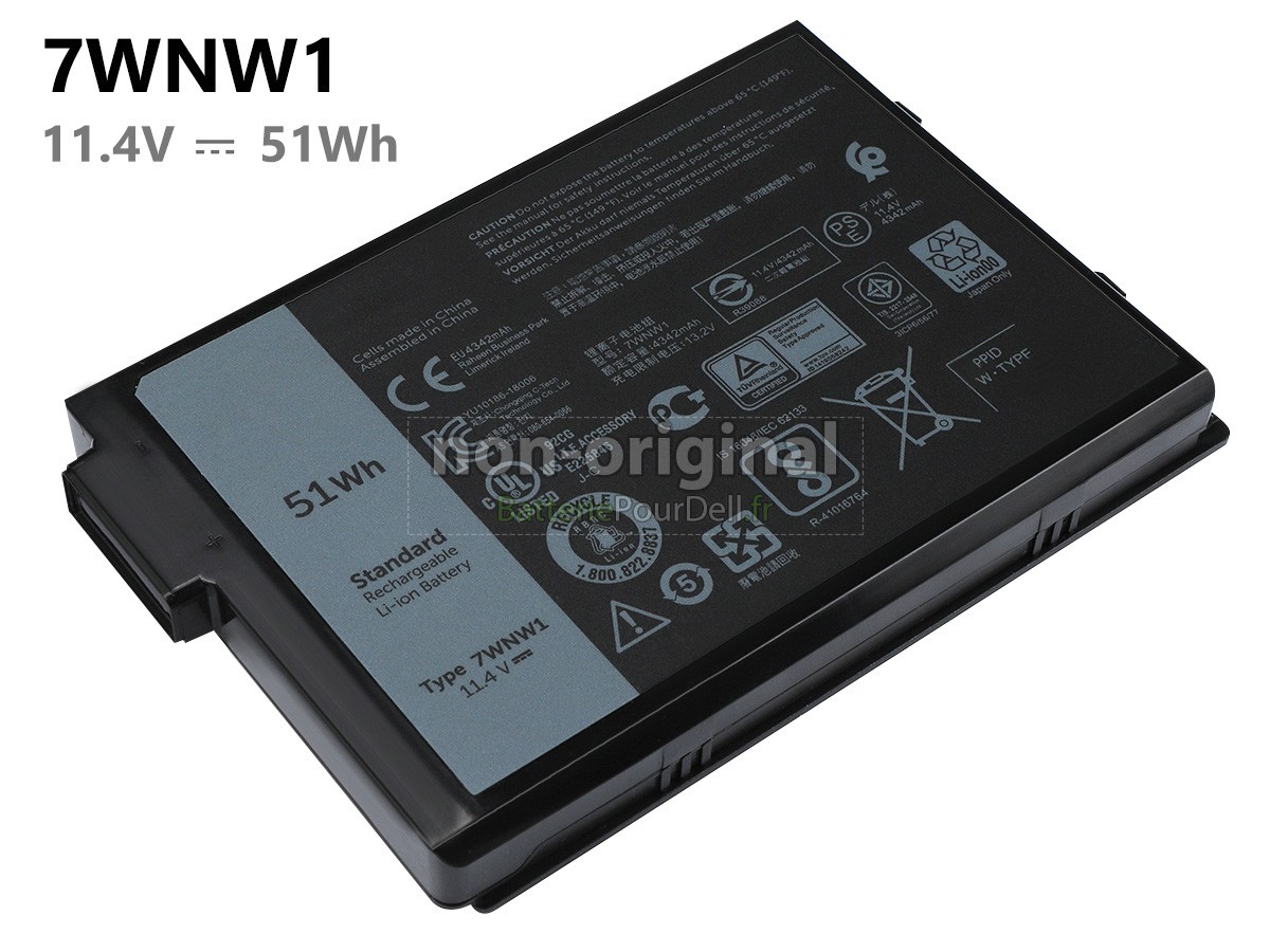 6 cellules 51Wh batterie pour pc portable Dell 7WNW1