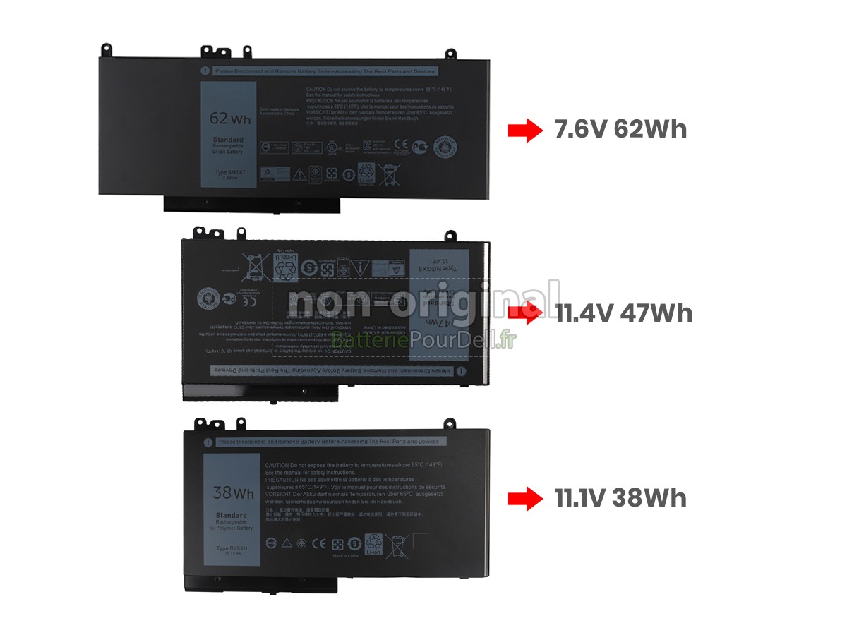 3 cellules 47Wh batterie pour pc portable Dell WYJC2