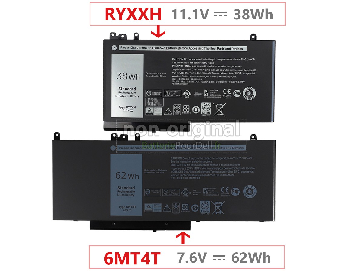 4 cellules 62Wh batterie pour pc portable Dell YD8XC