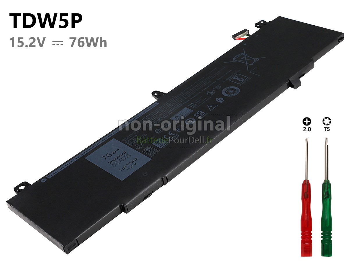 Batterie 76Wh Pour Dell Alienware 13 R3 - Référence TDW5P - Compatible Modèles P81G, ALW13C, ALW13CR, Etc.