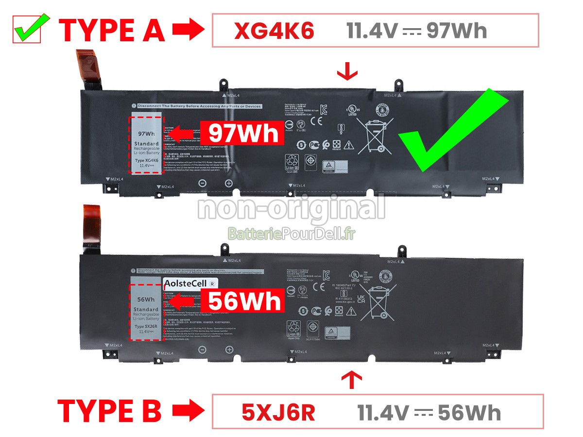 Batterie pour ordinateur portable DELL Precision, 11.4V, 97WH